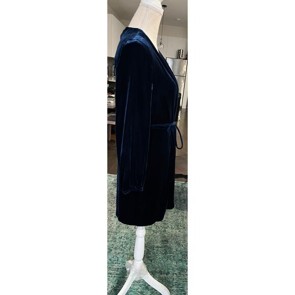 Whistles Lavone Silk Mix Velvet Wrap Mini Dress Dark Blue with tassels Sz 4 $379 - Picture 9 of 16